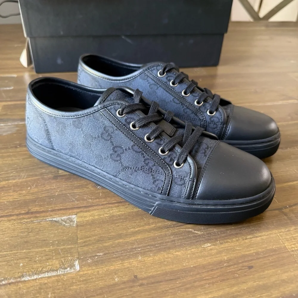 Gucci GG Canvas Low ‘Gray Black’ Shoes